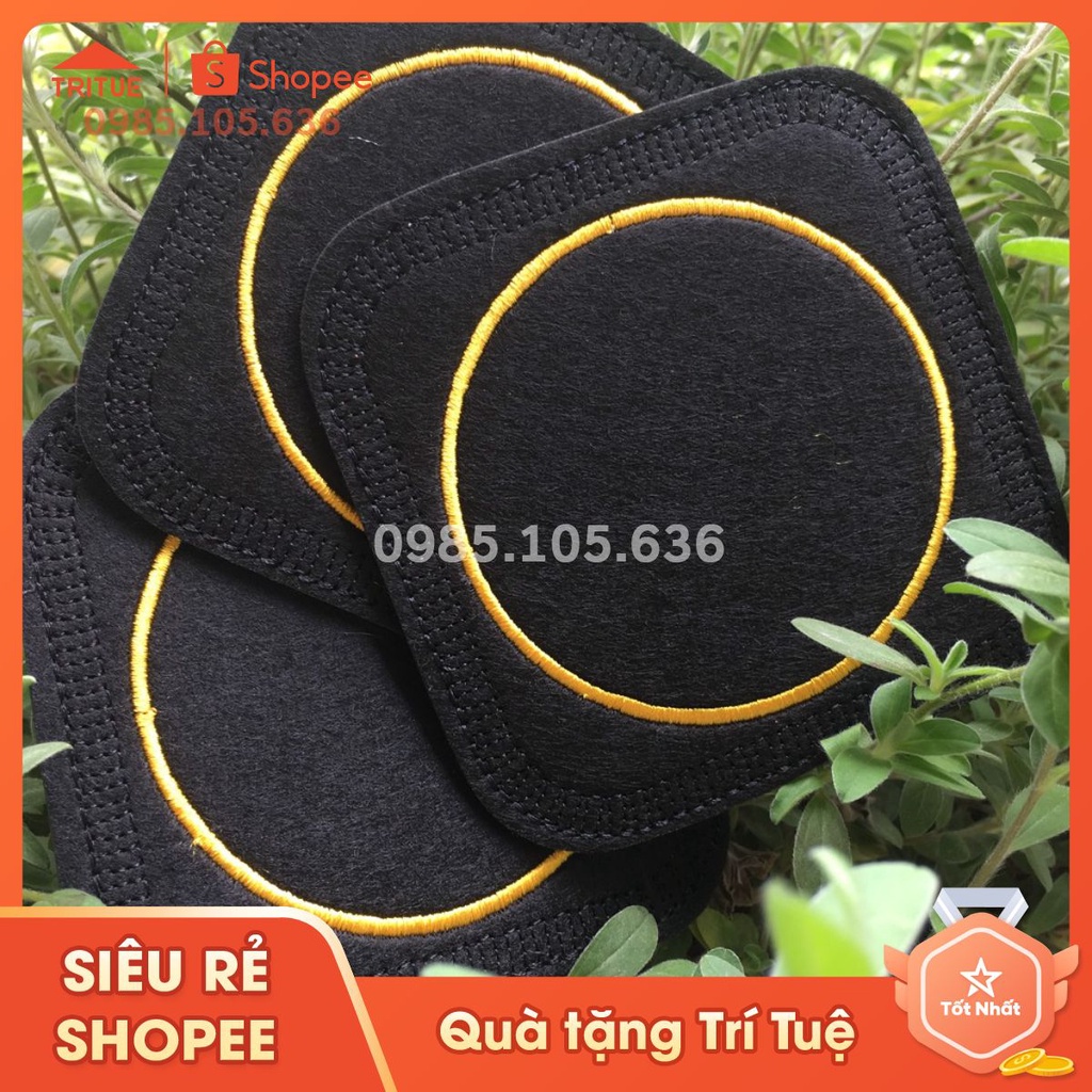 Set 50 Đế lót ly tròn vải nỉ vuông đen 3 lớp chống trượt tiện lợi cao cấp