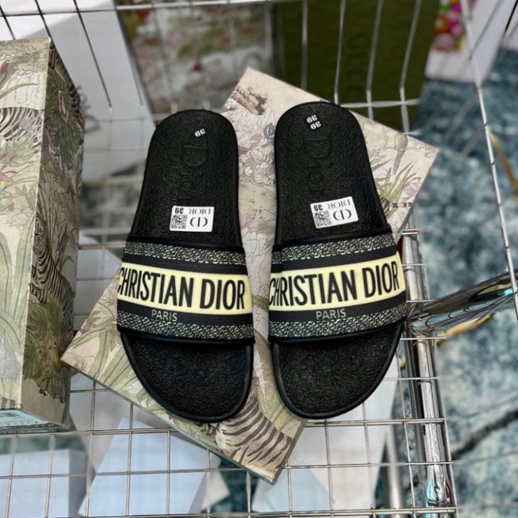 Dép quai ngang thời trang nam nữ DIOR bản canvas siêu nét,Full size 38/43