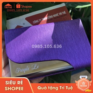 Hộp Đựng Bằng Da Pu Và Inox Không Gỉ, Hộp name card màu tím đẹp nhất thị trường