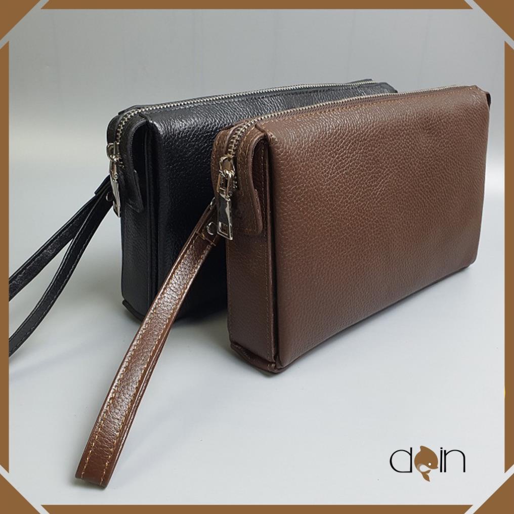 Clutch hộp nam da mill CL106DOIN (Đen/Nâu) - 100% da bò thật, BH 3 năm