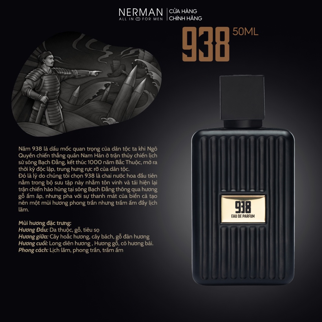 Nước hoa nam chính hãng Nerman 4000 - Hương thơm mạnh mẽ lôi cuốn, lưu hương tới 8h 50ml/chai