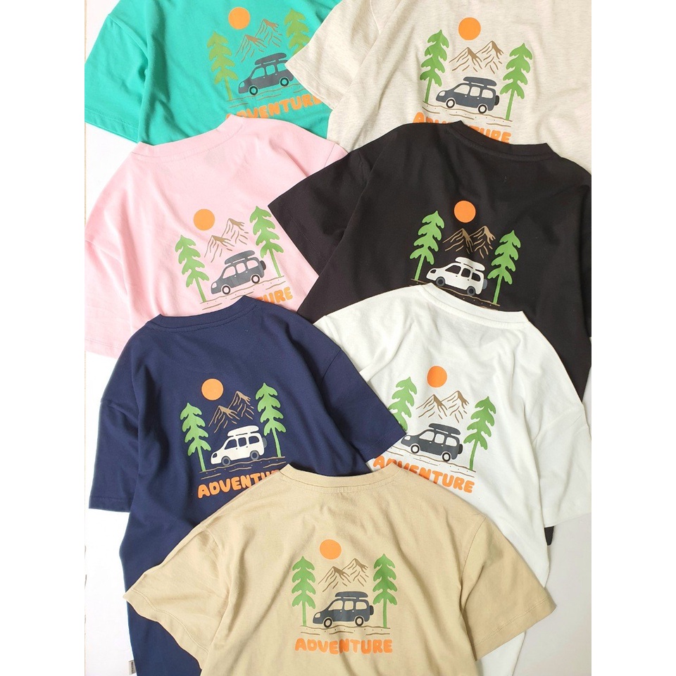 Áo cotton Bee Mon lưng in ô tô Adventure 7 màu size 120 - 160
