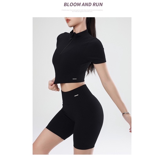 Bộ lửng áo khoá kéo NAQIAYABEI. Bộ tập thể thao/GYM/YOGA