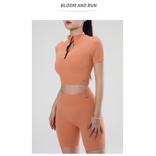 Bộ lửng áo khoá kéo NAQIAYABEI. Bộ tập thể thao/GYM/YOGA