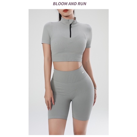 Bộ lửng áo khoá kéo NAQIAYABEI. Bộ tập thể thao/GYM/YOGA