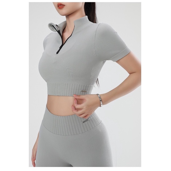 Bộ lửng áo khoá kéo NAQIAYABEI. Bộ tập thể thao/GYM/YOGA