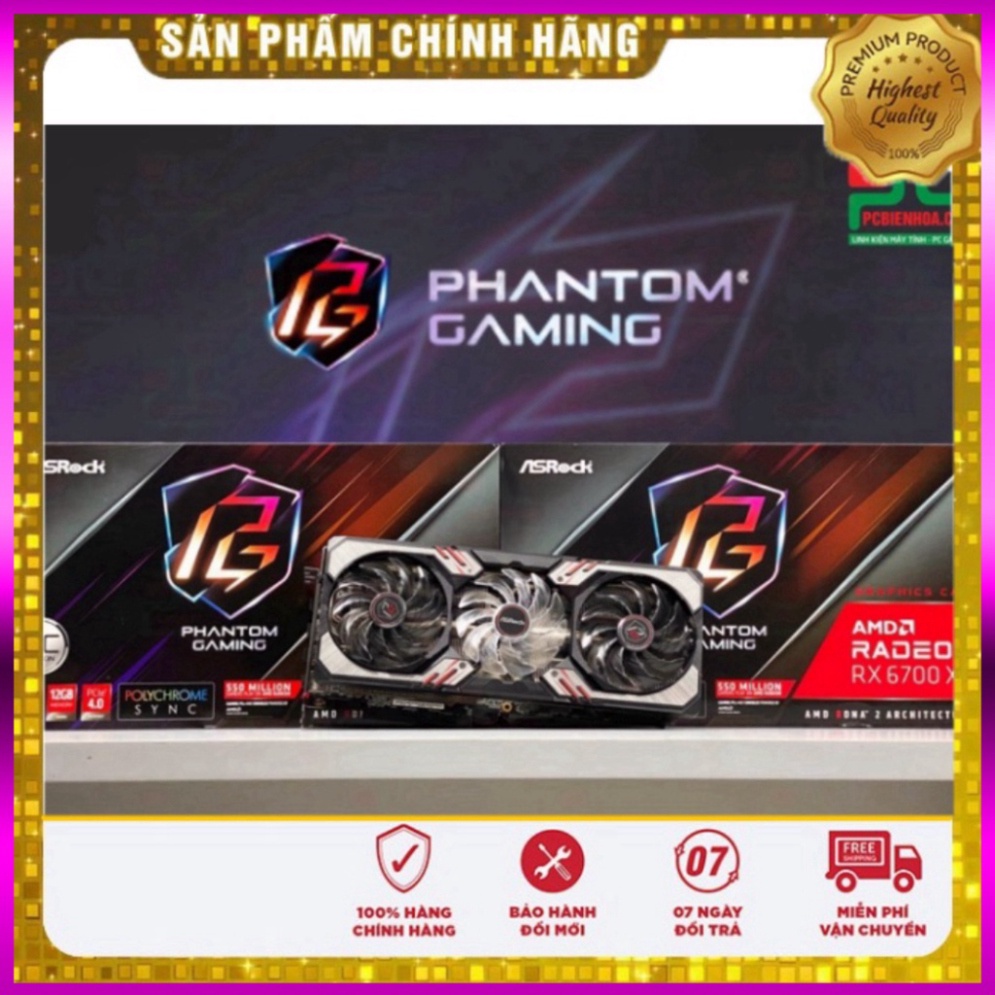 Cạc màn hình ASROCK RX 6700 XT PHANTOM GAMING D 12GB OC (RX 6700XT PGD 12GO) mới chính hãng Sale cực sốc . .
