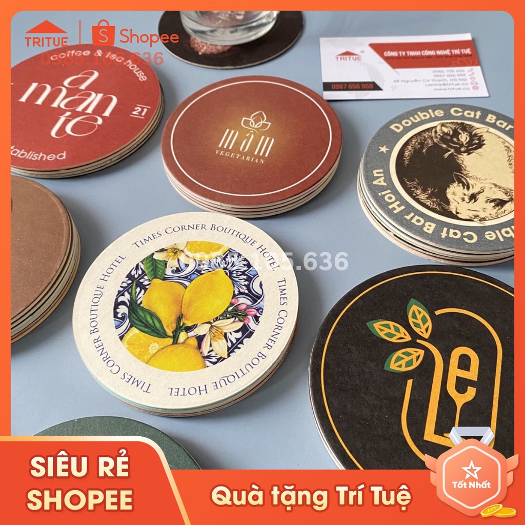 Lót ly giấy in ấn cho quán cafe,bar, nhà hàng, bên em có nhận làm theo yêu cầu từ 1000 chiếc trở lên