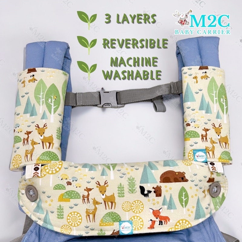 Set bọc quai địu + yếm, teething pads + bib, drool pads, reversible drool pads, teething pads