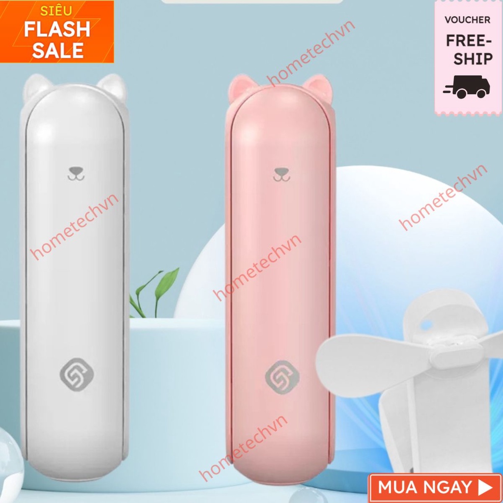 Quạt cầm tay mini gấp gọn tích hợp đèn pin sạc dự phòng 2000 mah USB đa năng có đế để bàn tiện lợi