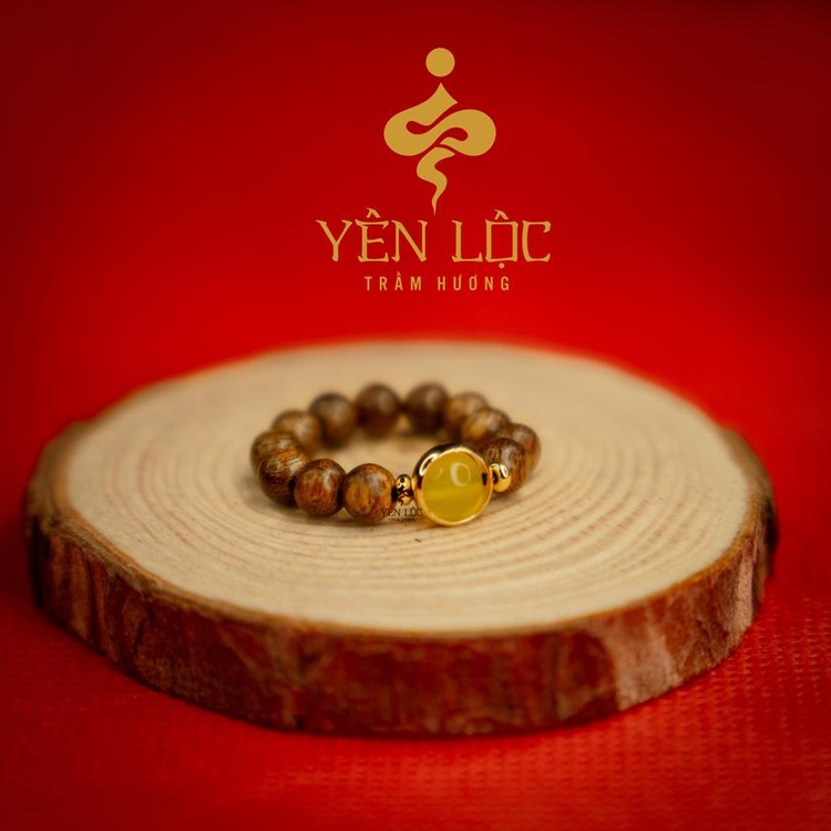 Nhẫn Trầm Hương Mix Đá - Đủ 5 màu bản mệnh - Free Size - Trầm Hương Yên Lộc