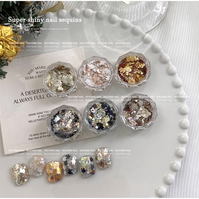 Set 6 nhũ thỏ Rose Gold Cao cấp ẩn móng