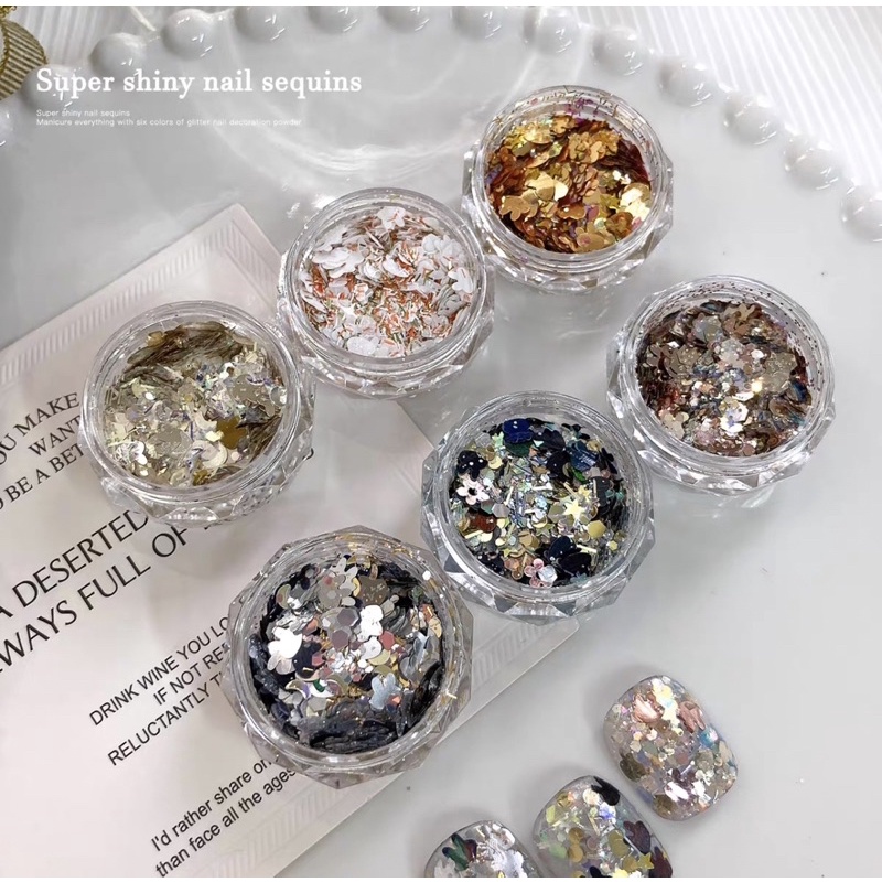 Set 6 nhũ thỏ Rose Gold Cao cấp ẩn móng