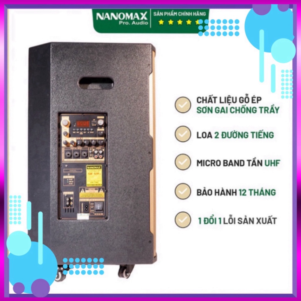 Loa Kéo Karaoke Nanomax Bluetooth KS-12F3 2022 Bass 30 Tặng 2 Mic Đọc Được Usb Thẻ Nhớ Công Suất 450w Có Bánh Xe Cao cấp