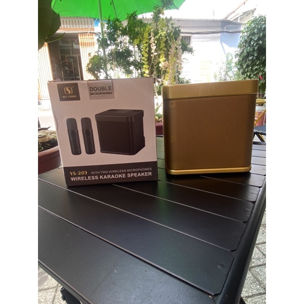LOA BLUETOOTH KARAOKE YS-203 HÁT SIÊU HAY TẶNG KÈM 2 MIC KHÔNG DÂY