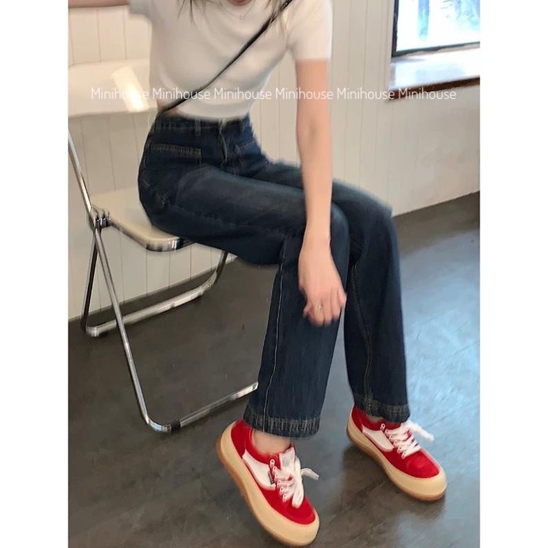 đc Hot  Quần denim ống rộng cạp cao 2 túi mặt trước DC c | BigBuy360 - bigbuy360.vn