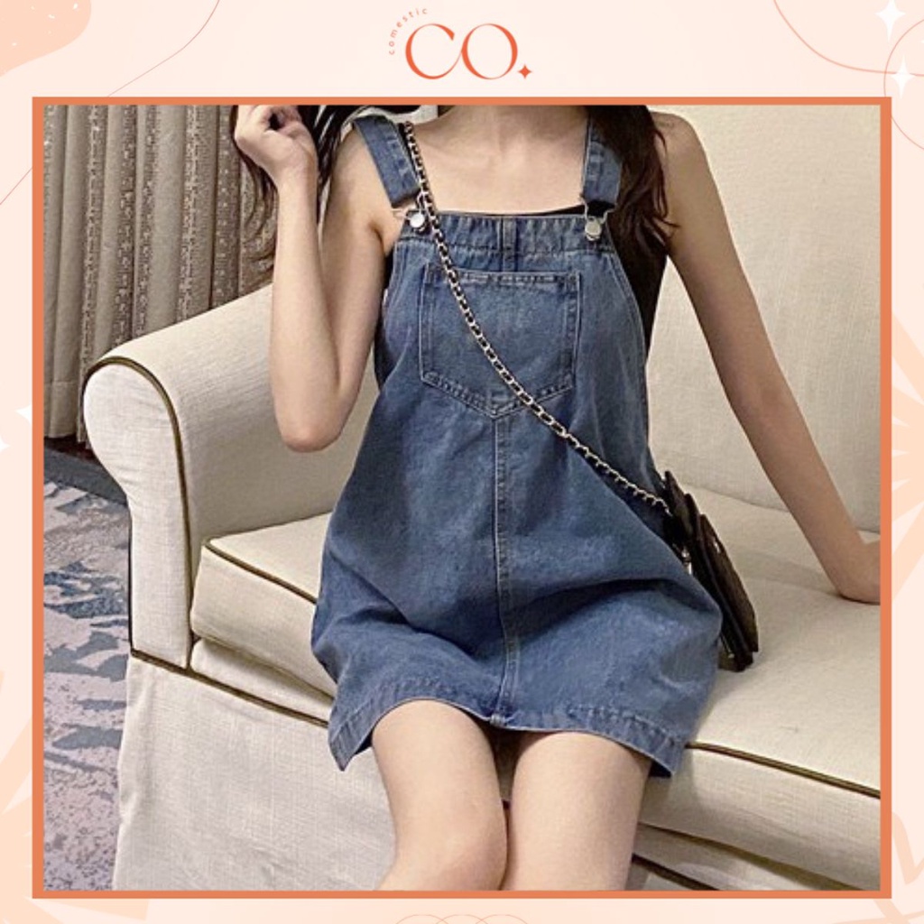 Váy yếm jeans ngắn KABICO váy yếm nữ kaki dáng rộng trẻ trung thanh lịch phong cách Hàn Quốc Y10