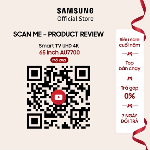 Smart Tivi Samsung Crystal UHD 4K 65 inch UA65AU7700KXXV - Miễn phí lắp đặt