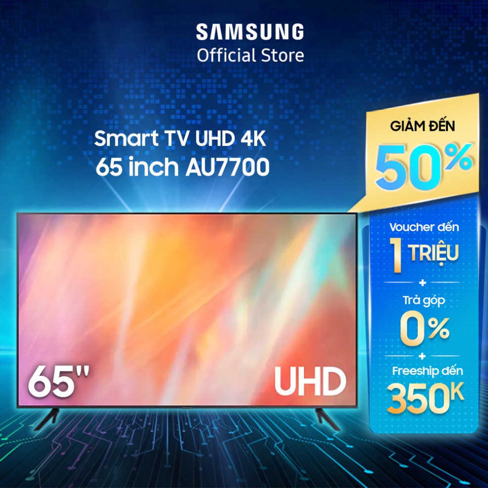 [Mã SAMCE12 giảm 12% CAP 2TR] Smart Tivi Samsung Crystal UHD 4K 65 inch UA65AU7700KXXV - Miễn phí lắp đặt | BigBuy360 - bigbuy360.vn