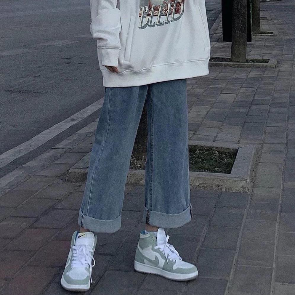 VIP HOT Quần jean ống rộng cạp cao ulzzang CC đc | BigBuy360 - bigbuy360.vn