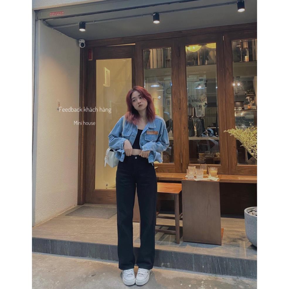 đc Hot [Quần jean ống rộng suông lưng cao màu đen DC c | BigBuy360 - bigbuy360.vn