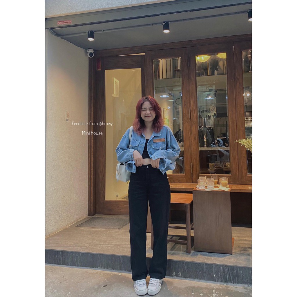 đc Hot [Quần jean ống rộng suông lưng cao màu đen DC c | BigBuy360 - bigbuy360.vn