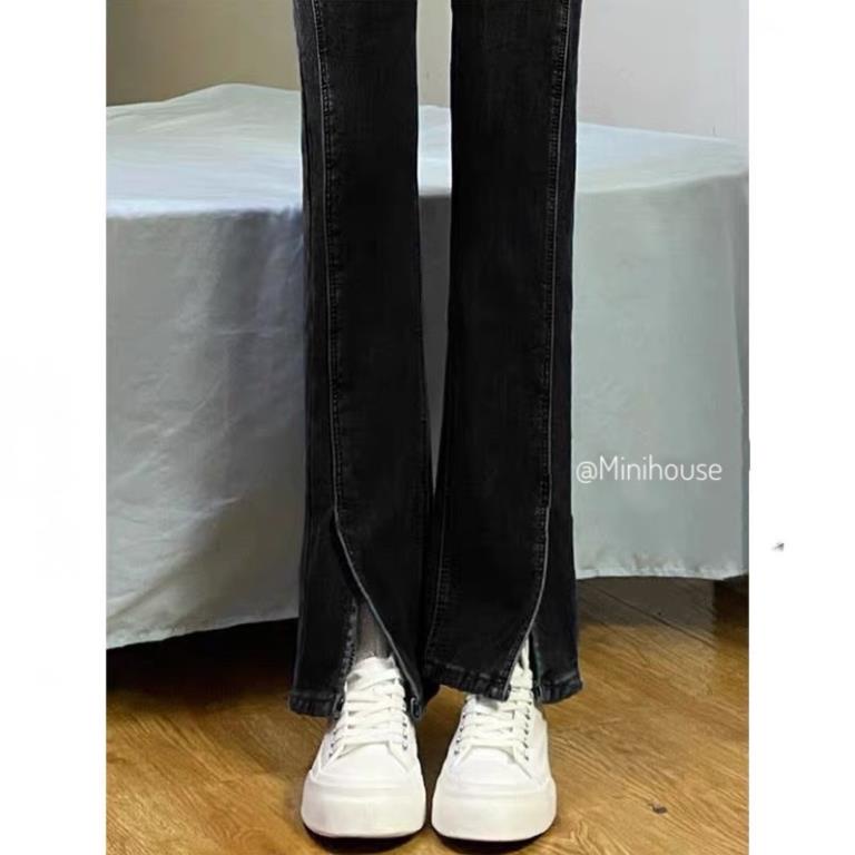VIP HOT Quần jeans xẻ ống xám khói CC đc | BigBuy360 - bigbuy360.vn
