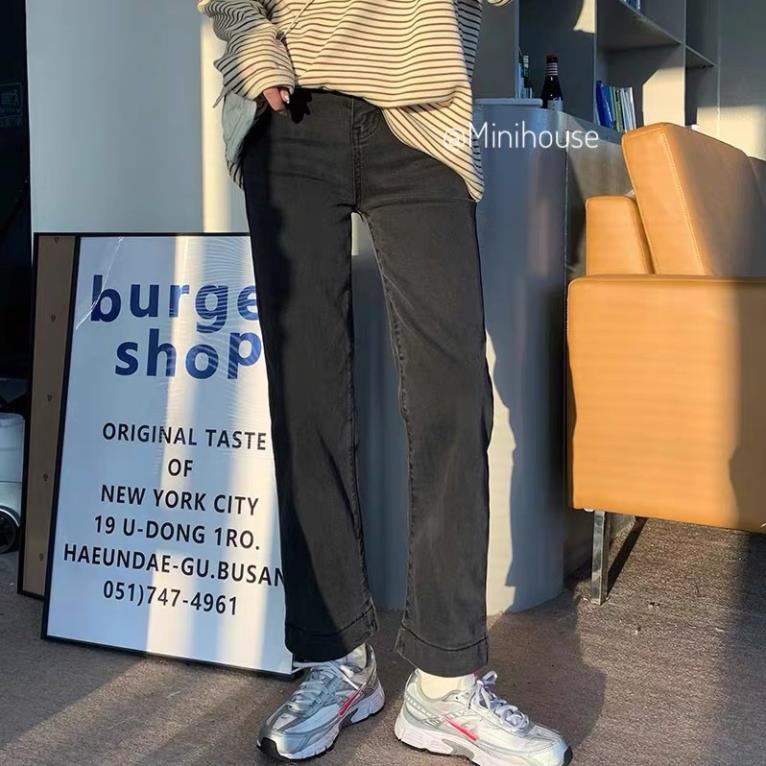 VIP HOT Quần jean ống đứng cạp cao gấu bản to chất co dãn CC đc | BigBuy360 - bigbuy360.vn