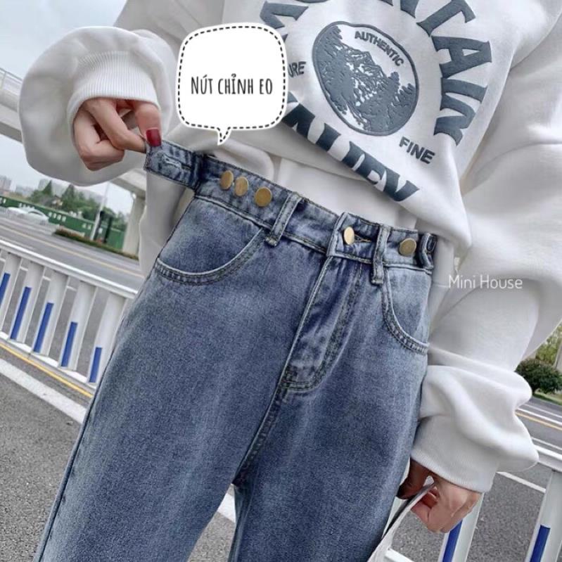 VIP HOT [1m4-1m55]Quần ống rộng nấm lùn 3 cúc chỉnh eo xanh đậm CC đc | BigBuy360 - bigbuy360.vn