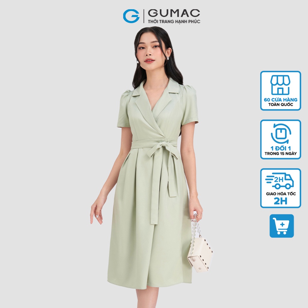 Đầm form dài cổ vest GUMAC DD03051
