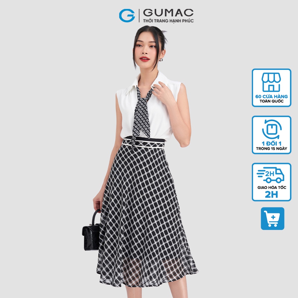 Chân váy caro lưng kiểu GUMAC LVD0306