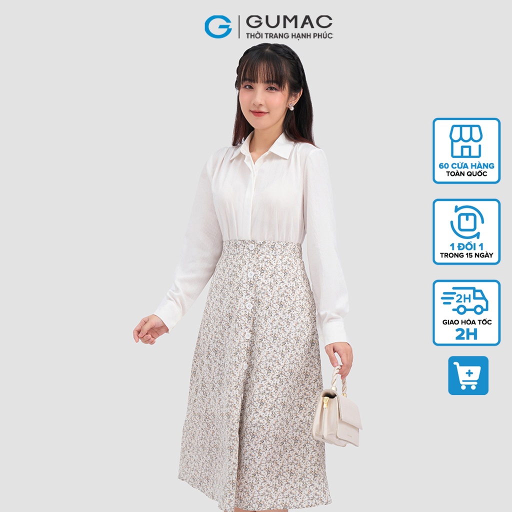 Váy A midi đính nút thời trang GUMAC VC12071