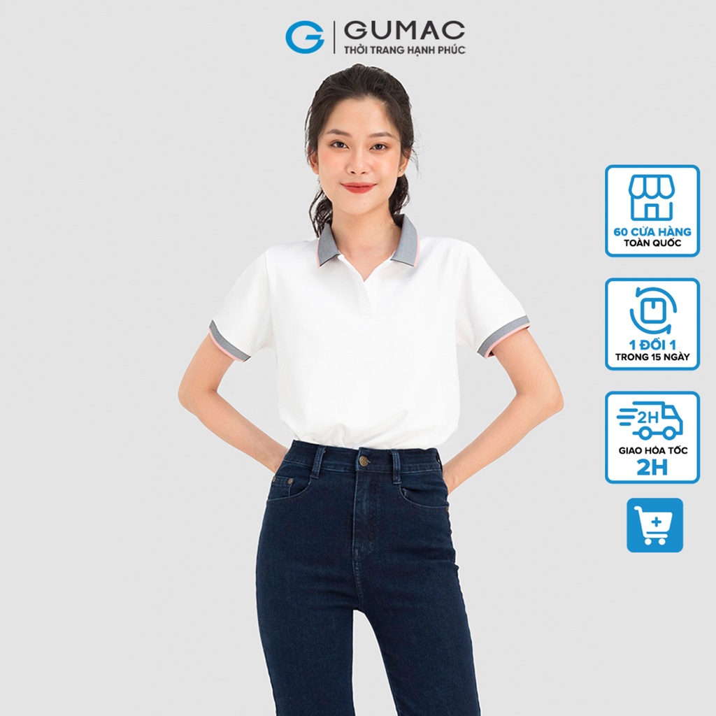Áo Polo Nữ Thời Trang Gumac ATC08028 Phối Bo Vải Cá Sấu Nhiều Màu