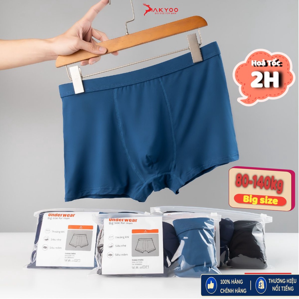 Quần Lót Nam Boxer Bigsize AKYOO, vải cotton thun lạnh co giãn 4 chiều thoáng khí - SIP0511