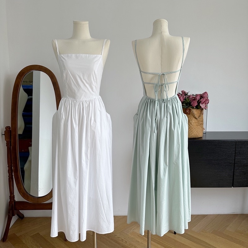 váy maxi 2 dây hở lưng sexy đi biển