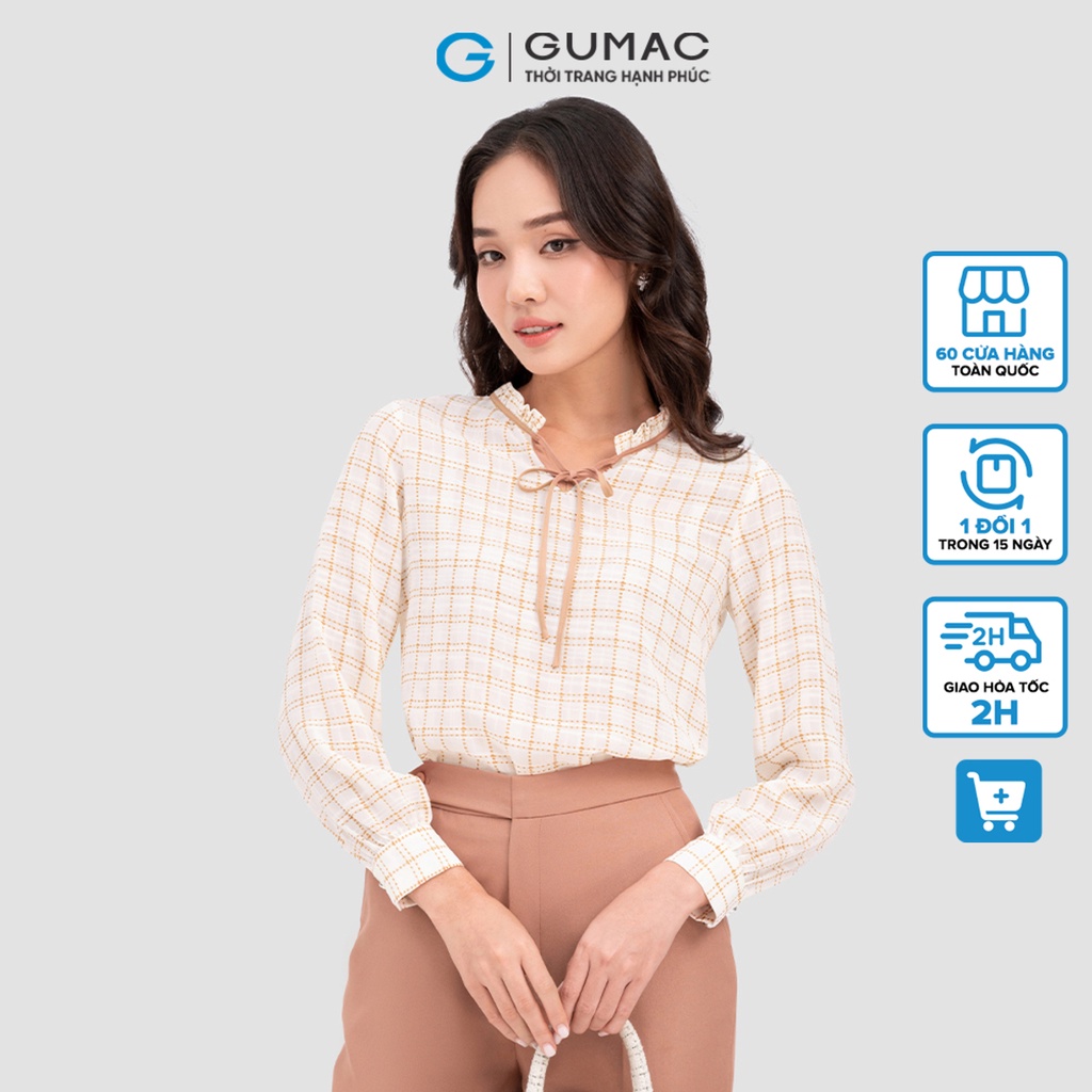 Áo cổ bèo viền phối thời trang GUMAC AC11040