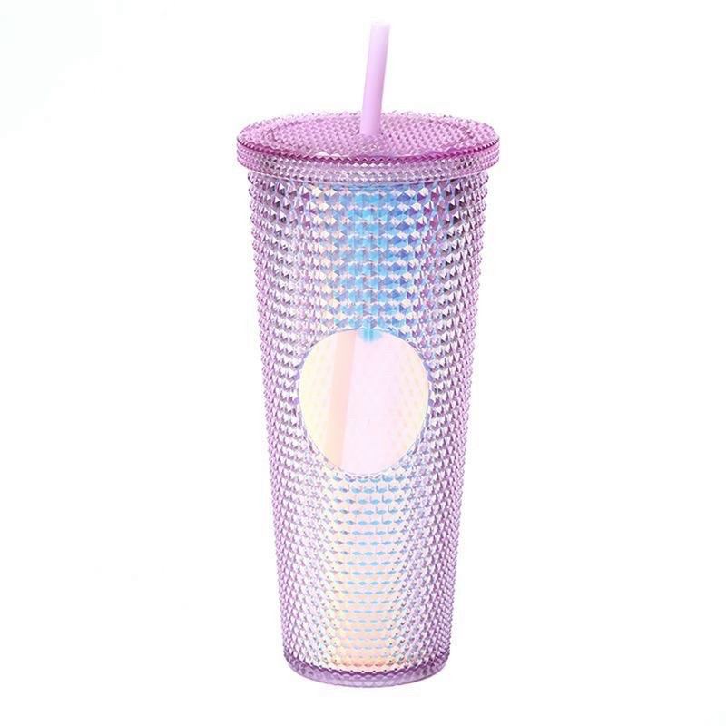 Ly kim cương 2 lớp cao cấp, chất liệu PP cách nhiệt 2-3h, tặng kèm ống hút