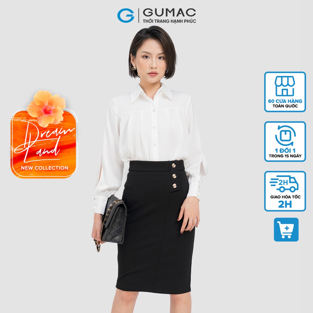 Chân váy nẹp nút kiểu GUMAC VD04010