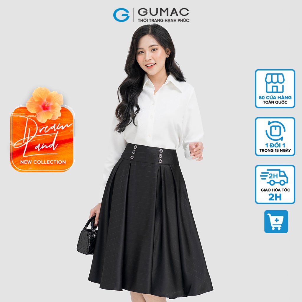 Chân váy xòe đính nút GUMAC VD04056