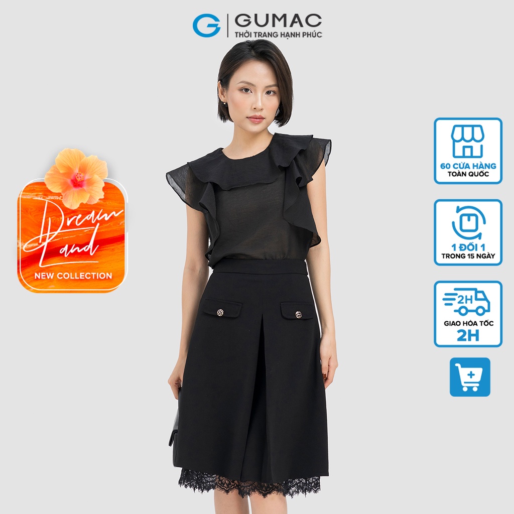 Chân váy phối ren GUMAC LVD0403