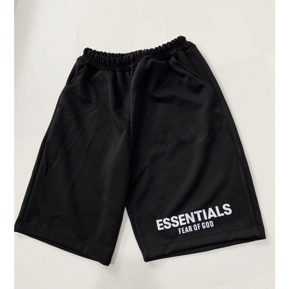 QUẦN Short ESSENTIALS Fear of God lưng thun Nam Nữ, chất vải Poly 2 da, quần đùi thể thao, lửng cộc ngắn đen form rộng | BigBuy360 - bigbuy360.vn