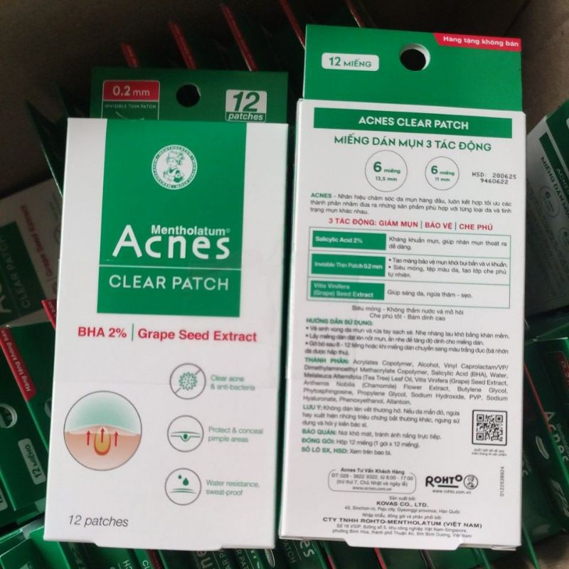 miếng dán mụn acnes hộp 12 miếng, mẫu mới( date th6/2025)
