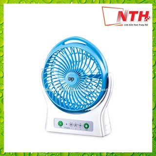 Quạt để bàn dp- 7605- pin sạc- đường kính 22cm--có đèn -cực mát