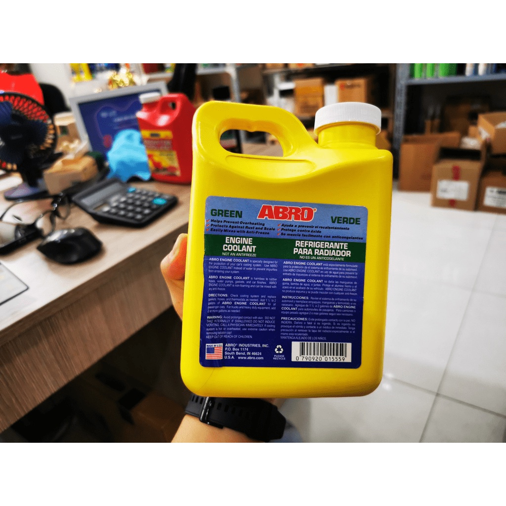 Nước Làm Mát Động Cơ Ô Tô Và Xe Máy Abro Coolant (Xanh) Made in USA 946ml