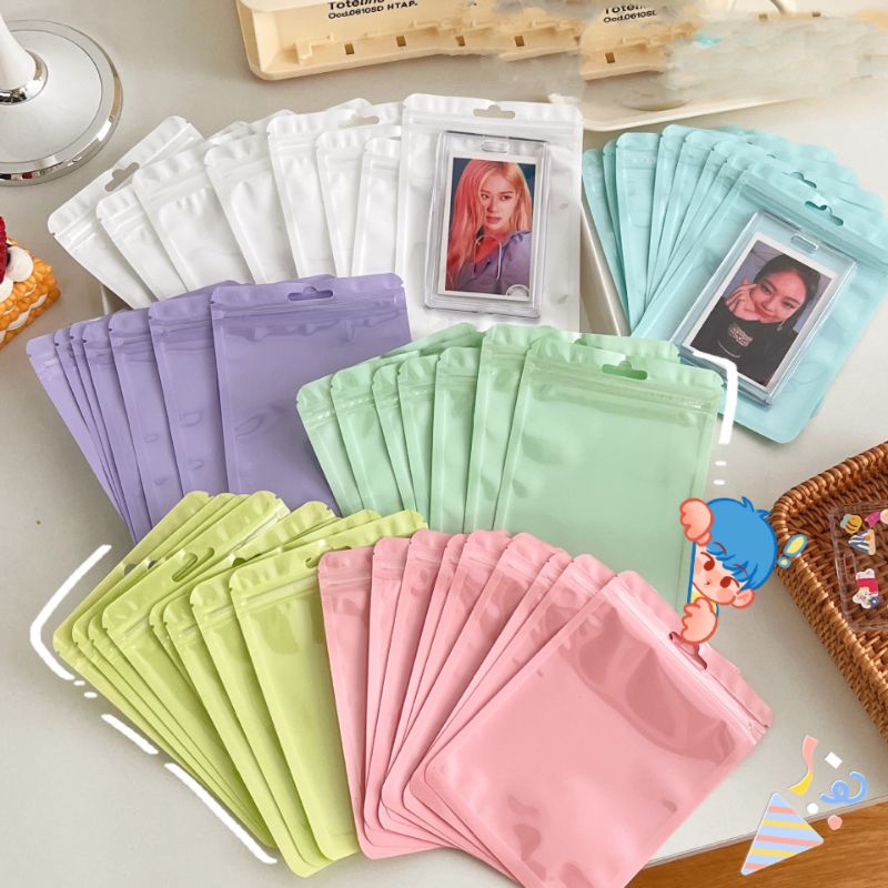Túi Zip Màu Sắc Pastel Đựng Toploader Phụ Kiện Card Kpop