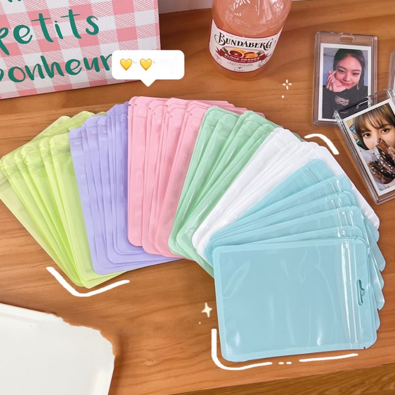 Túi Zip Màu Sắc Pastel Đựng Toploader Phụ Kiện Card Kpop