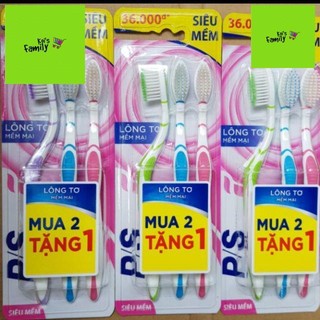 Bộ 3 bàn chải đánh răng P/S lông tơ mềm mại