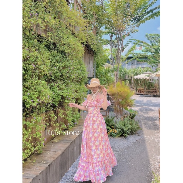 Đầm maxi hoa trễ vai tiểu thư LAURIEL DRESS