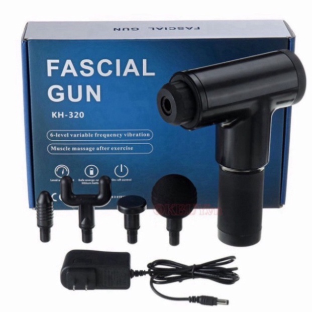 Máy massage cầm tay 4 đầu 6 chế độ - súng massage trị nhức mỏi vai gáy, đau giãn cơ - Máy đấm lưng đa năng - DL5 New