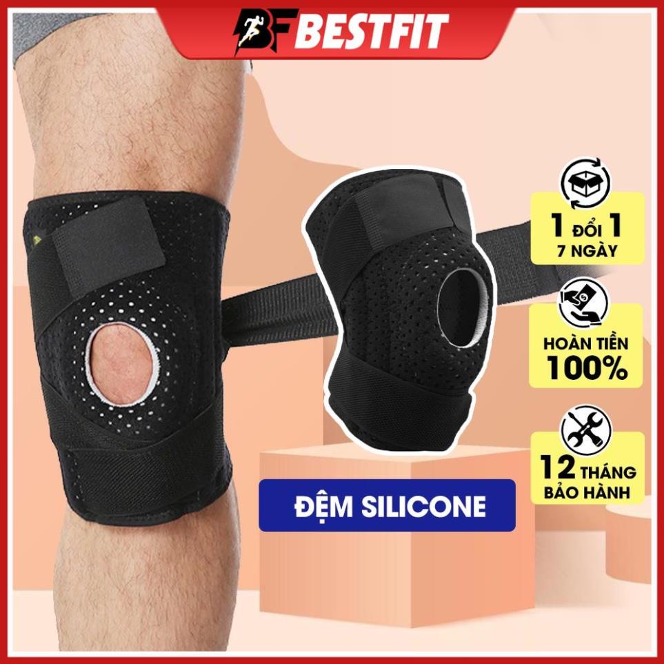 Bó gối thể thao BestFit đệm silicone, thanh lò xo trợ lực GF512K